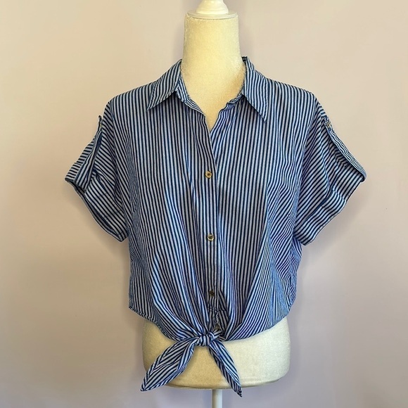 MICHAEL Michael Kors Blue Striped Women's Top - Picture 1 of 7